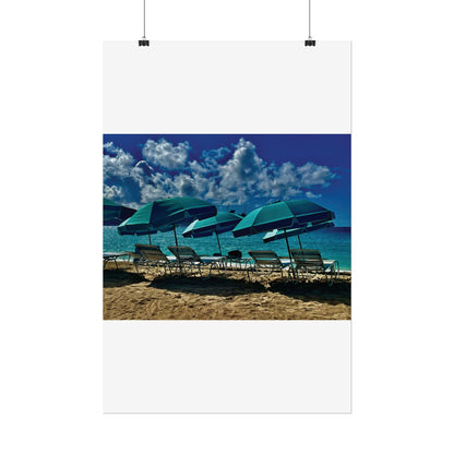 Poster Rholio Ymbarél Traeth o Sint Maarten