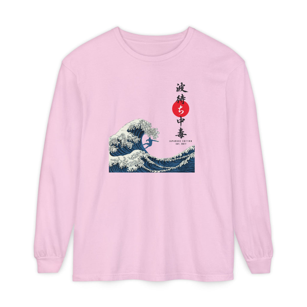 Great Wave Japanese Long Sleeve Tee — Kanagawa Wave & Red Sun Graphic