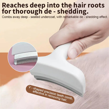 SmartWell Pro Pet Deshedding Tool - Gentle Undercoat Rake for Dogs & Cats, Fast Fur Removal & Grooming Comb for Long Hair