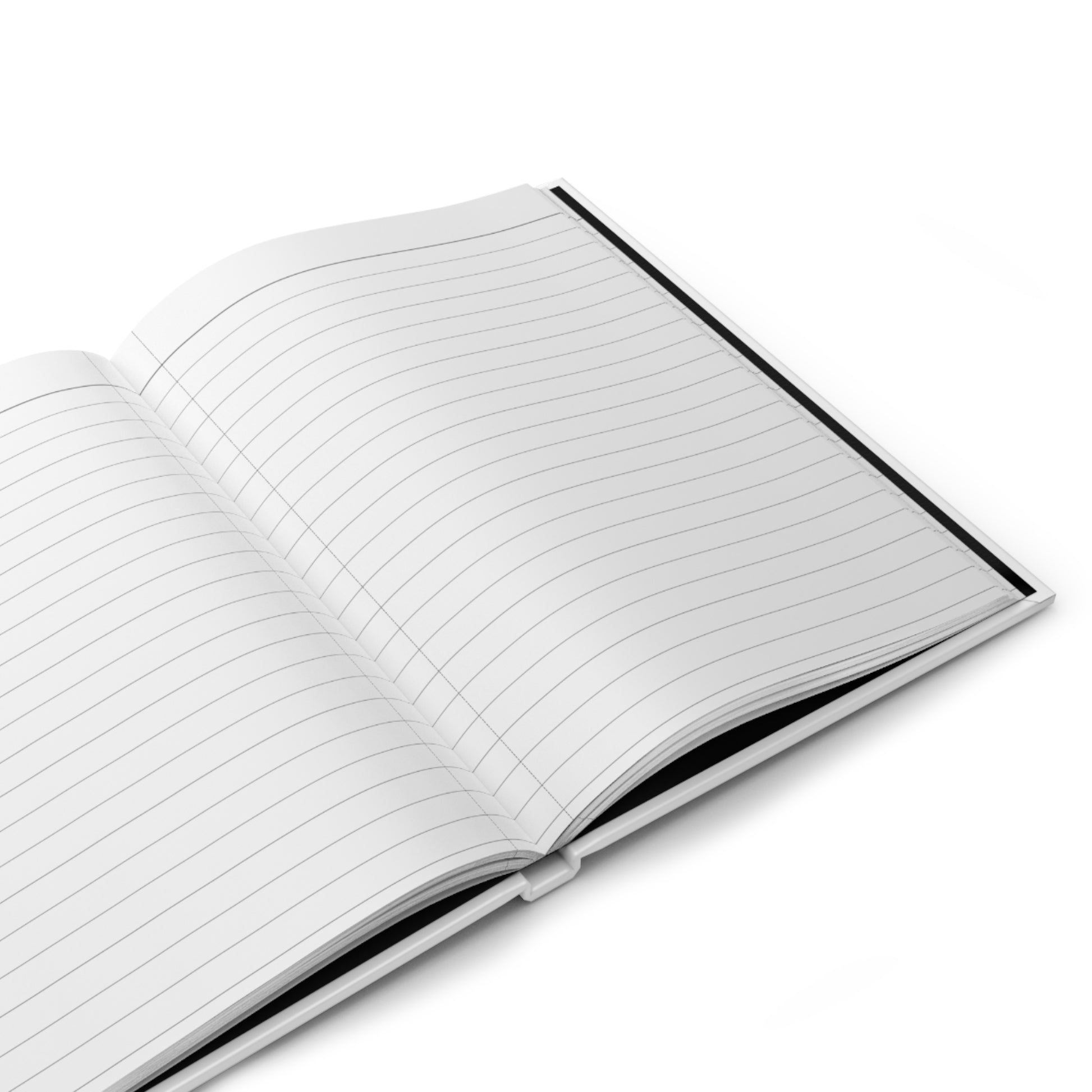 Open cat journal with lined pages on a white background