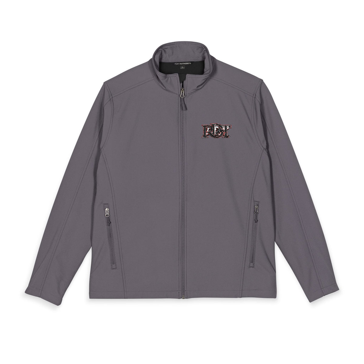 Embroidered Checker Logo Soft Shell Jacket - Men's Lightweight Windproof Coat