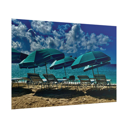 Poster Rholio Ymbarél Traeth o Sint Maarten