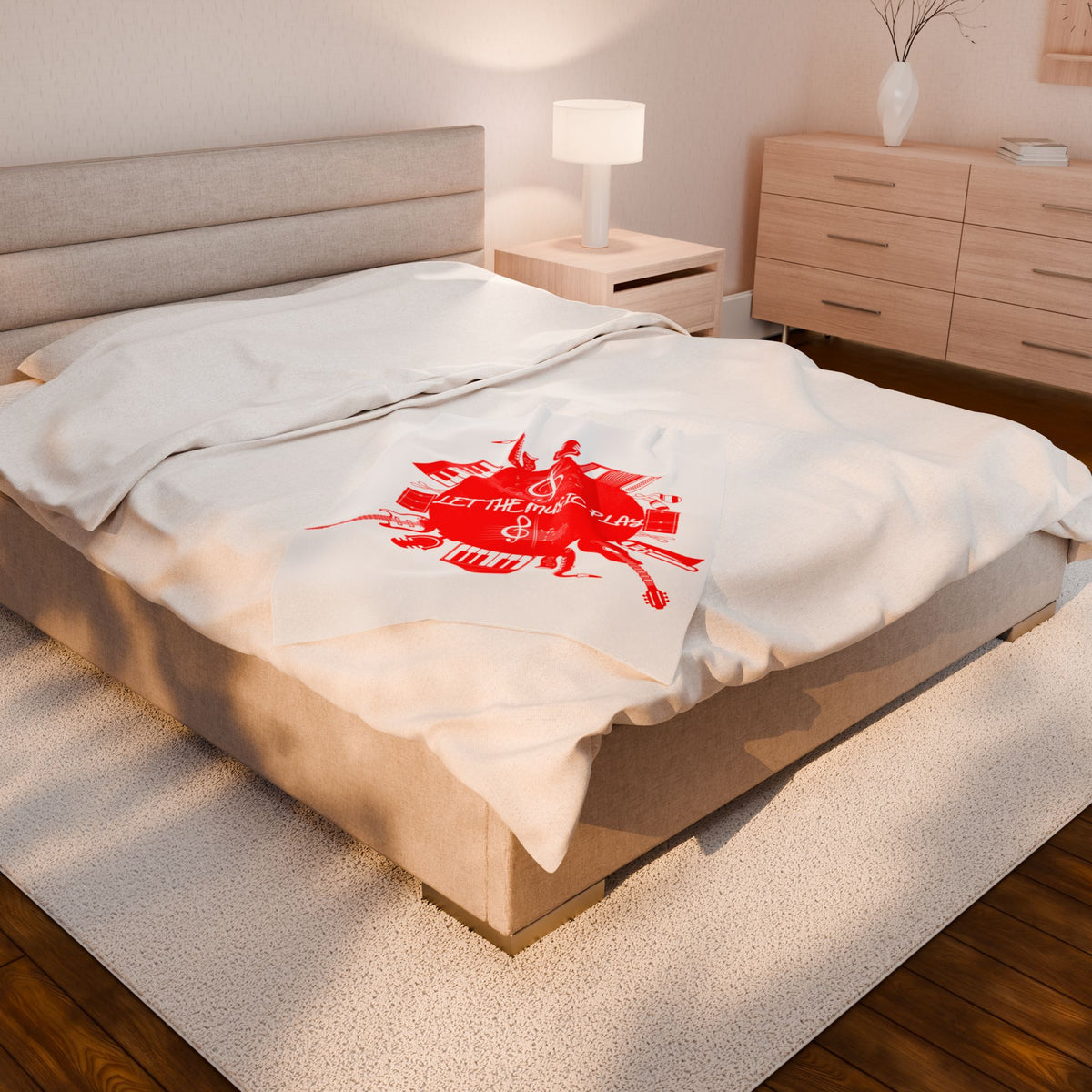 Instrument blanket with vibrant red concert inspired artwork