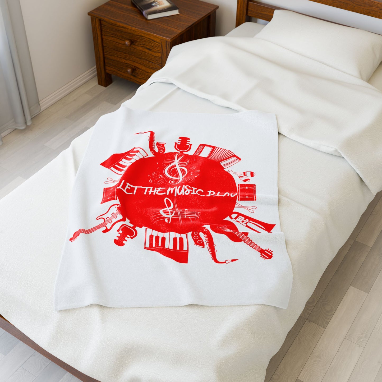 Instrument blanket with accordion, trumpet and drum design