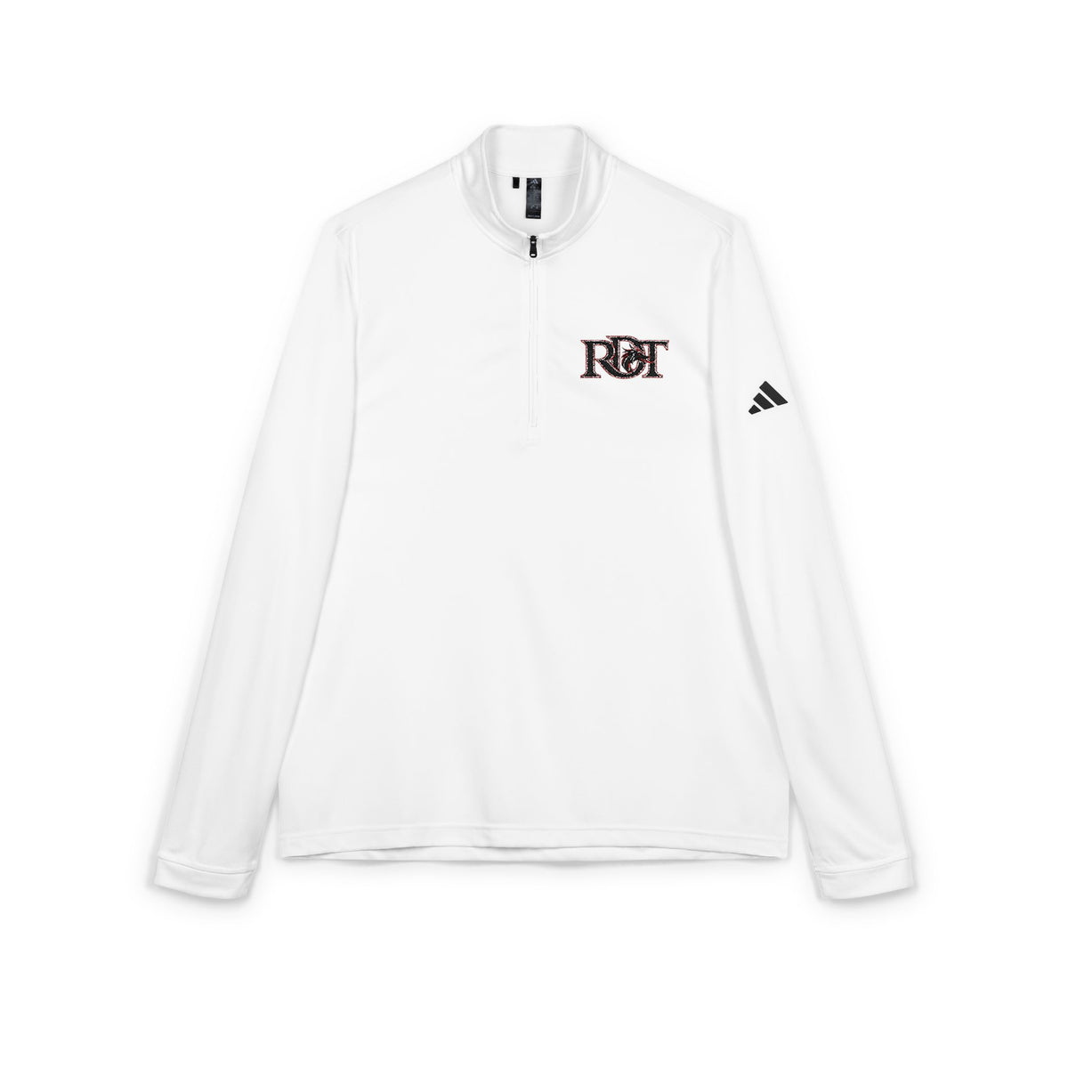 Embroidered Quarter-Zip Pullover — White Performance Adidas Style