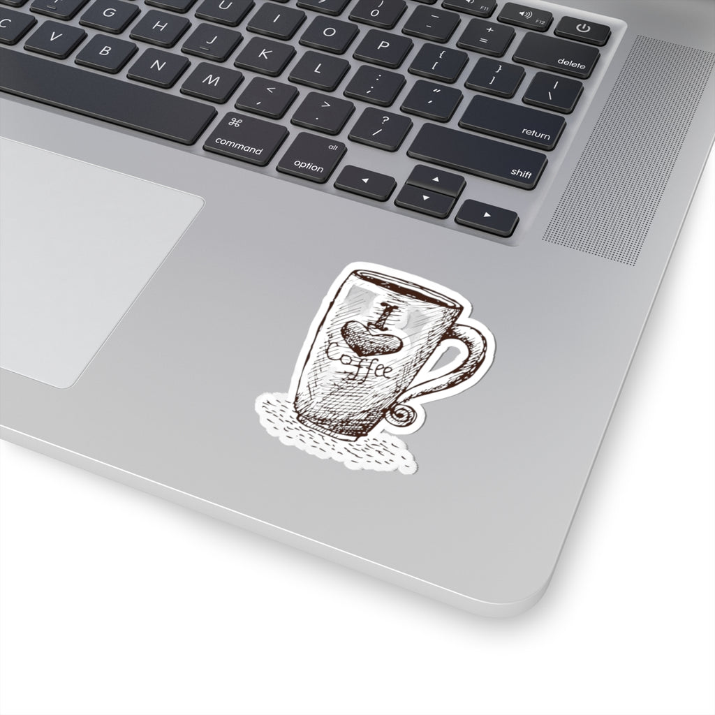 4" × 4" / White I Love Coffee Sticker, sticker product image 2.