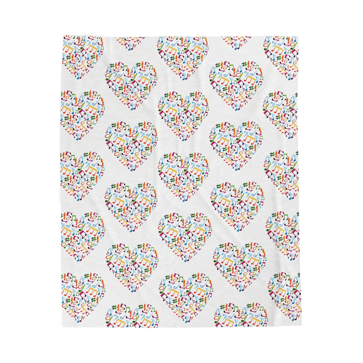 Hearts blanket with colorful musical note pattern