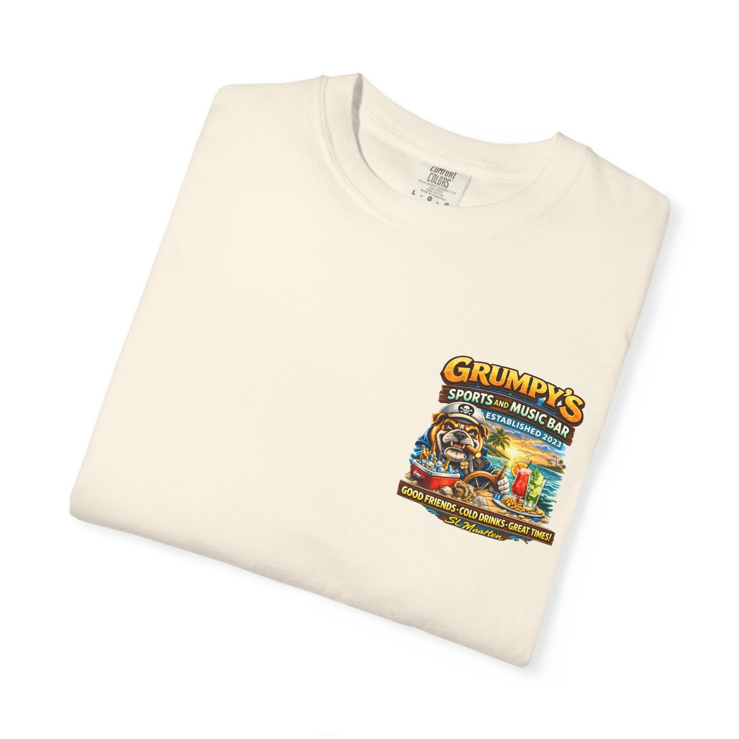 Grumpy's Sports & Music Bar T-Shirt — Retro Beach Bar Graphic Tee