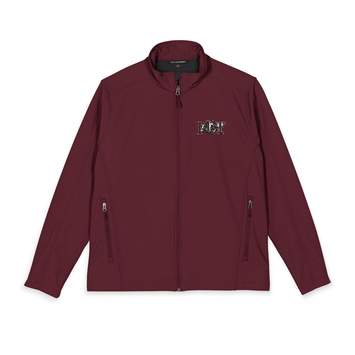 Embroidered Checker Logo Soft Shell Jacket - Men's Lightweight Windproof Coat