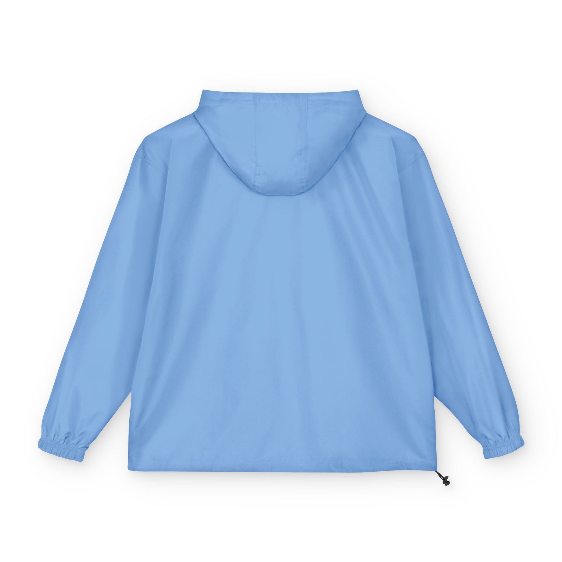 Light blue jacket with a hood on a white background