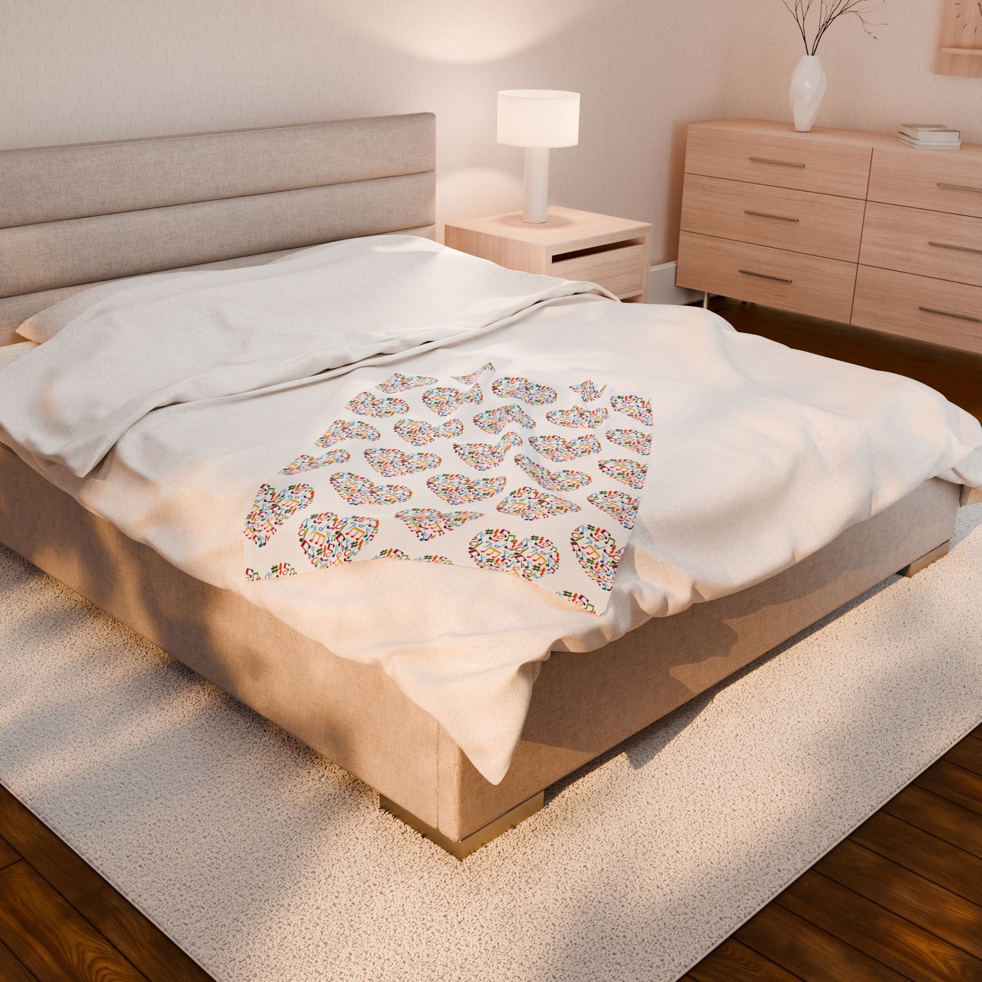 Hearts blanket perfect for cozy music themed decor
