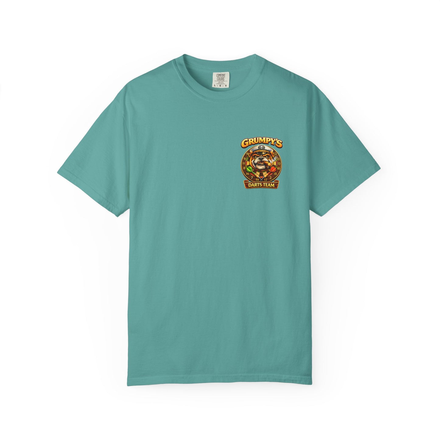 Grumpy's Darts Team T-Shirt — Tropical Bulldog Captain Graphic Tee