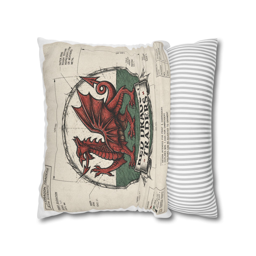 Red Dragon Traders vintage dragon pillow cover with zipper.