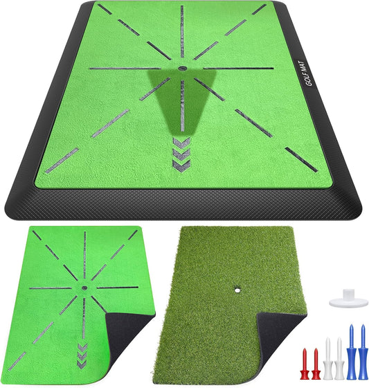 Golf Hitting Mat, Golf Practice Mat Outdoor Indoor for Training Chipping Show Swing Path, Golf Impact Turf Mat with Rubber Backing,Golf Accessories for Men,Gifts for Men/Dad/Husband