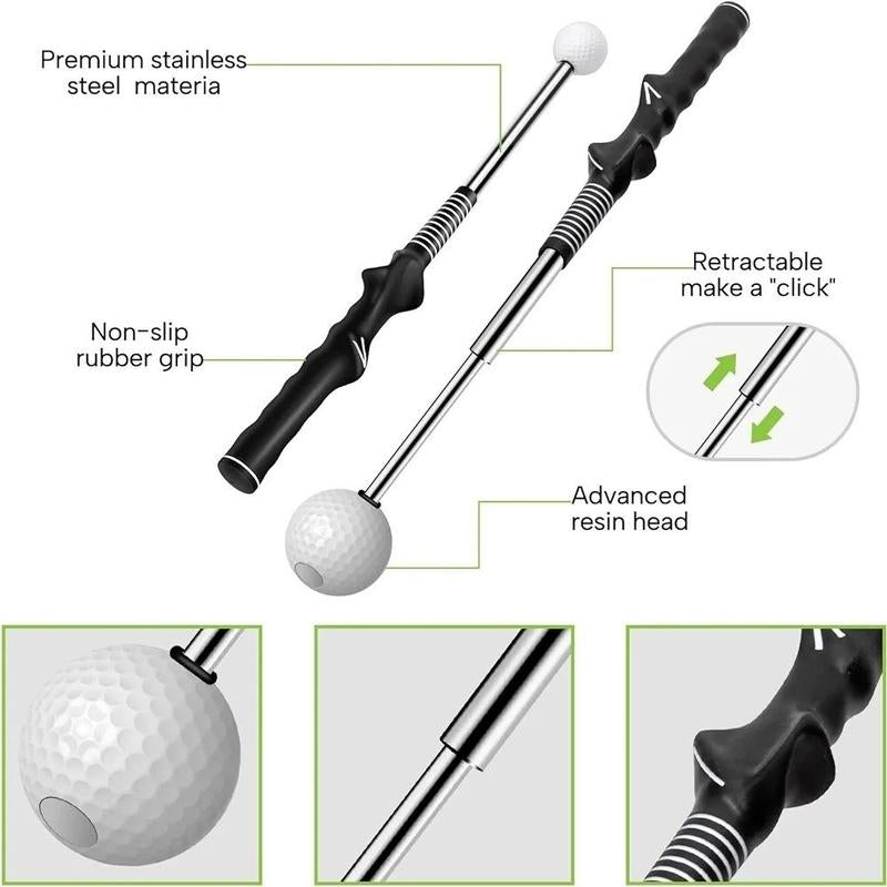 Golf Swing Practice Stick Adjustable Golf Indoor Swing Trainer Left Handed Right Handed Grip Golf Action Practice Tool