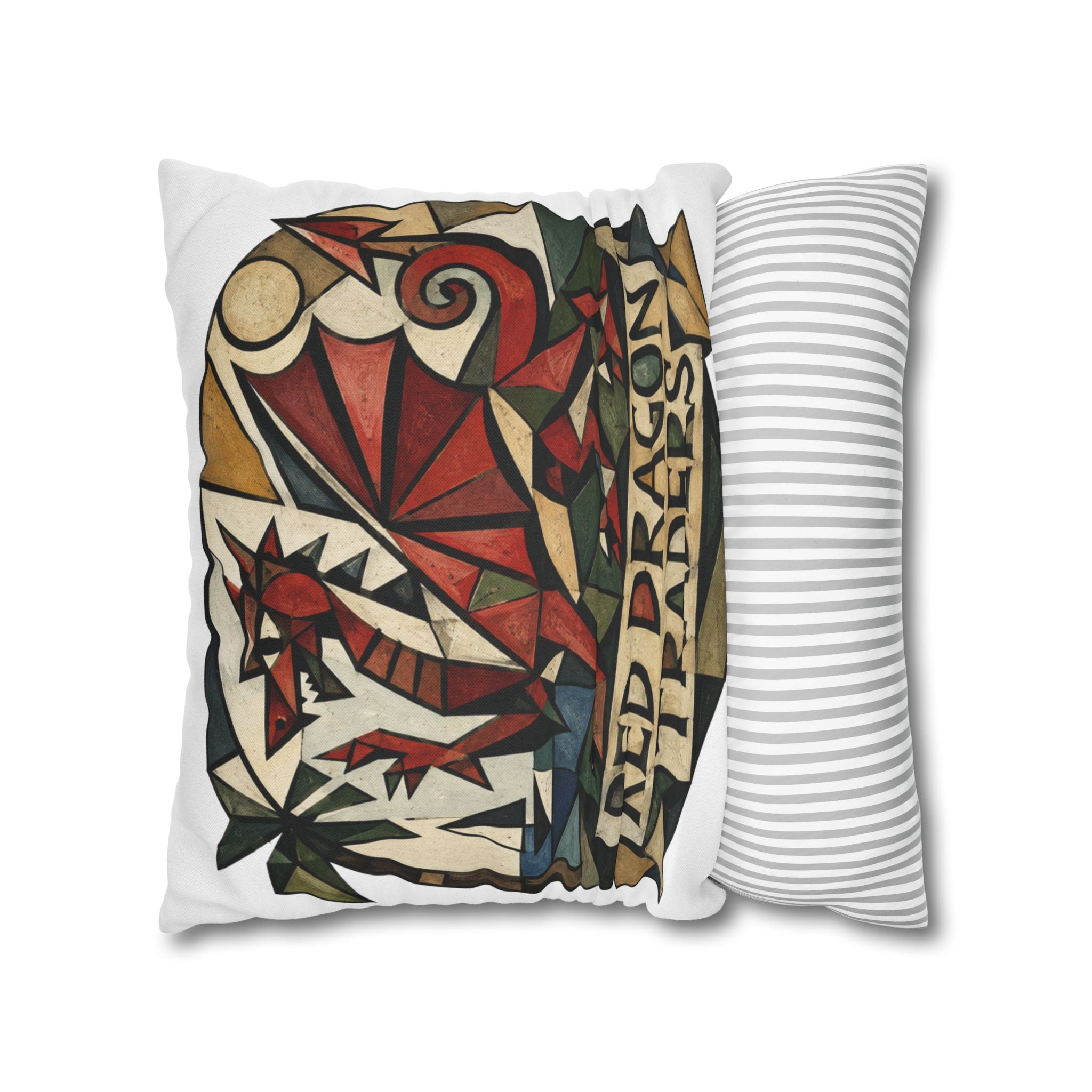 Red Dragon Traders Decorative Pillowcase — Geometric Fantasy Throw Pillow Cover