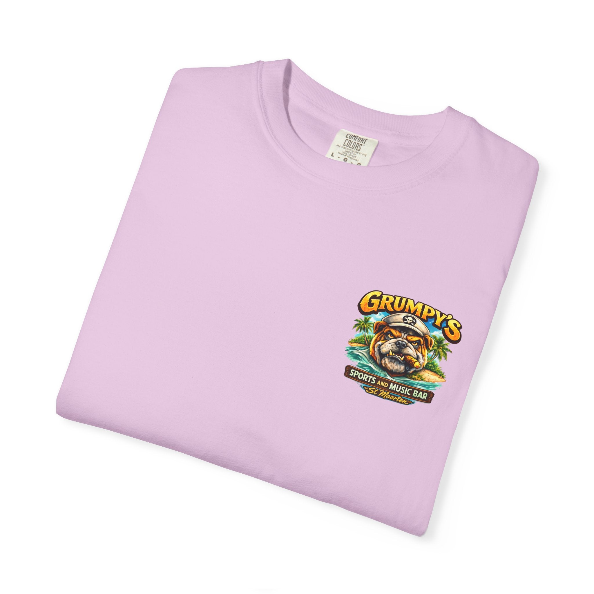 Chambray Grumpy's St. Maarten T-Shirt – Sports Bar Logo Tee, t-shirt product image 28, size 2XL.
