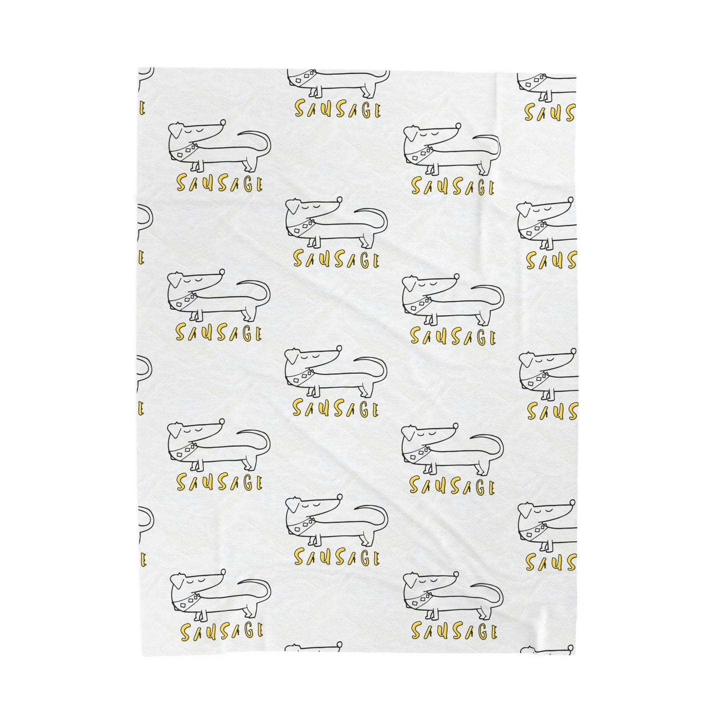 Sausage dog blanket featuring cute line art doxies