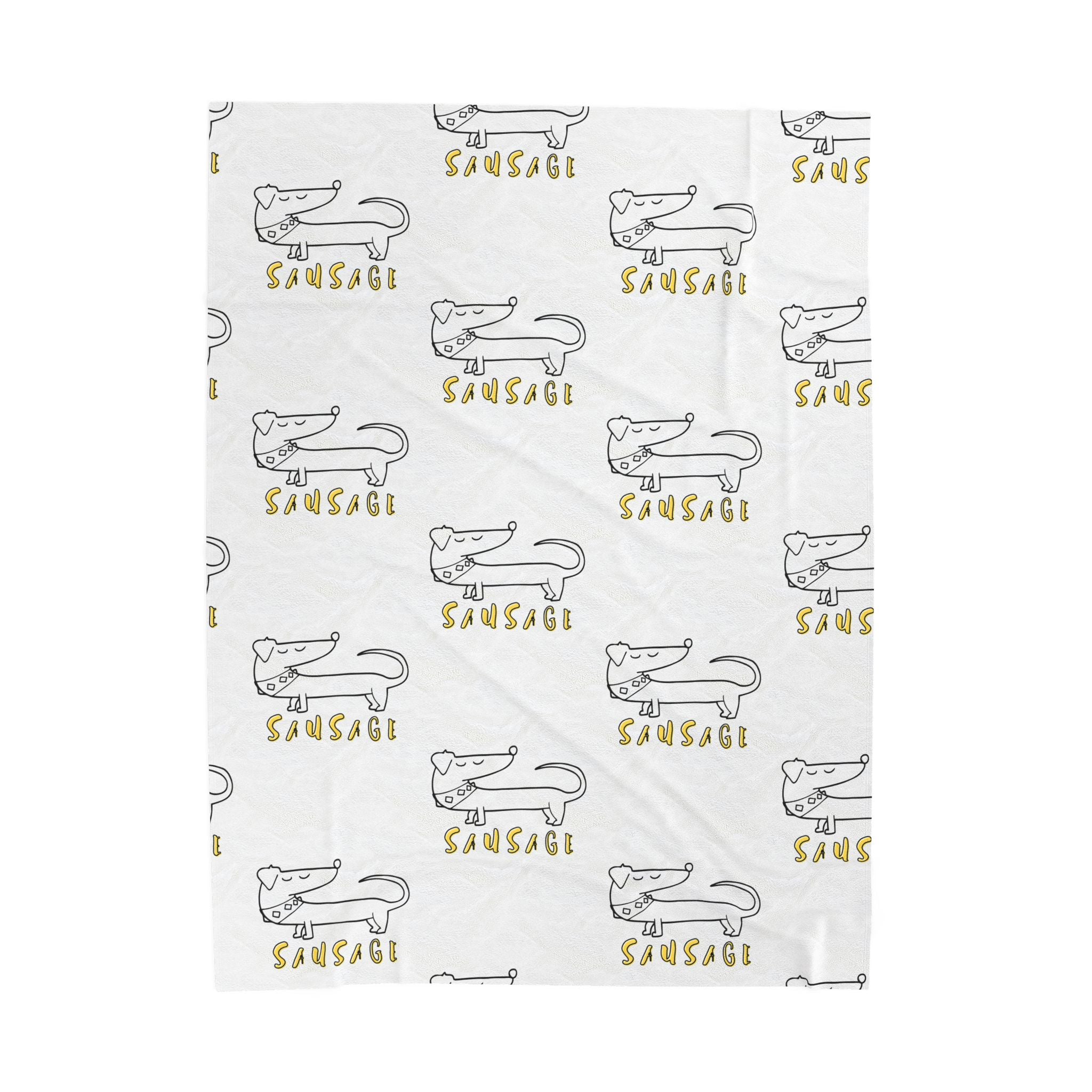 Sausage dog blanket featuring cute line art doxies