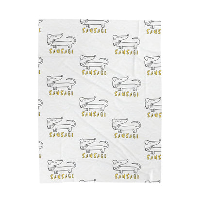 Sausage dog blanket featuring cute line art doxies