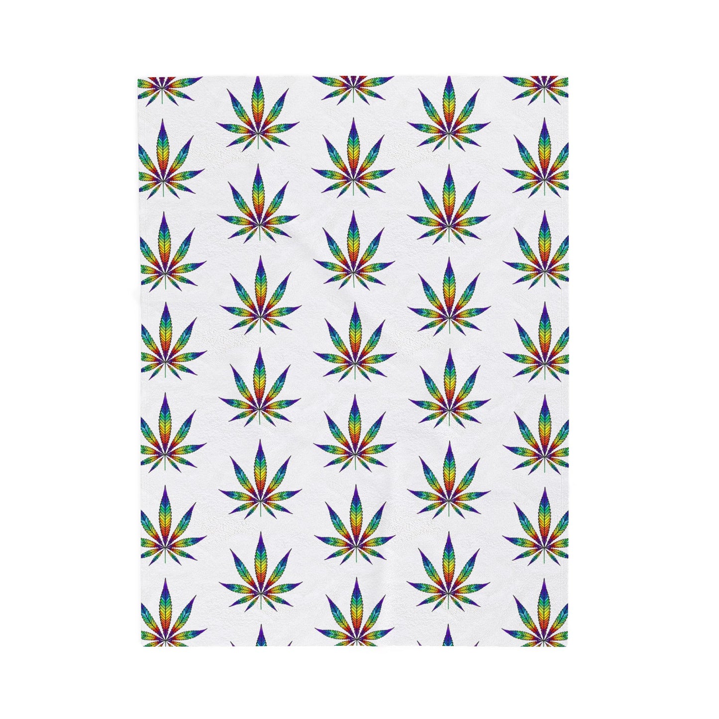 Cannabis Leaf Blanket with rainbow patterns
