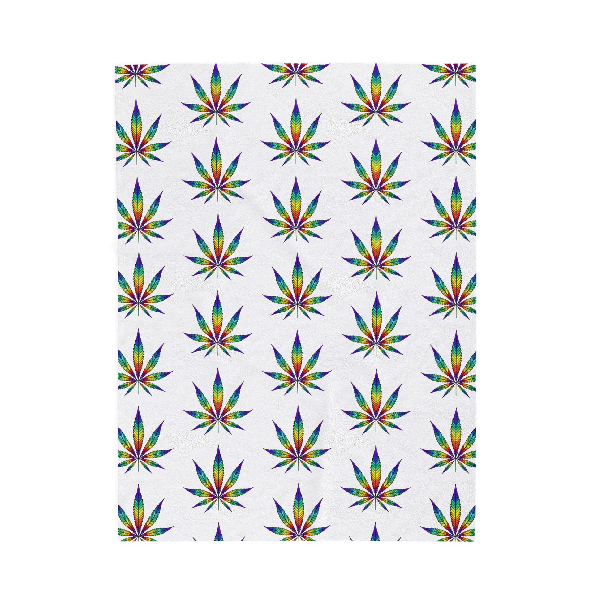 Cannabis Leaf Blanket with rainbow patterns