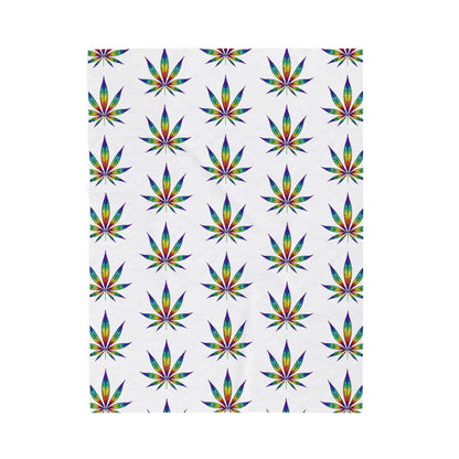Cannabis Leaf Blanket with rainbow patterns