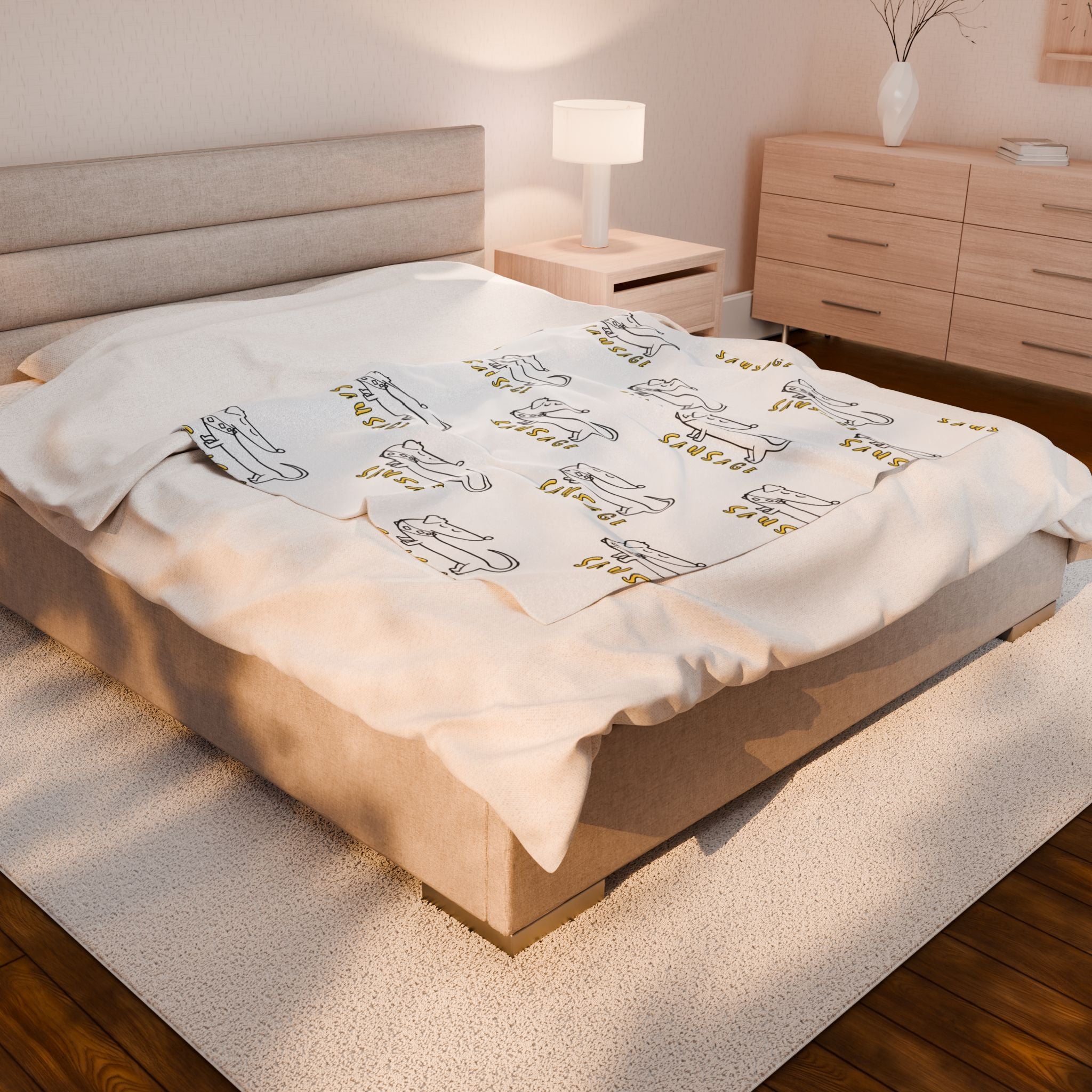 Sausage dog blanket with modern neutral design