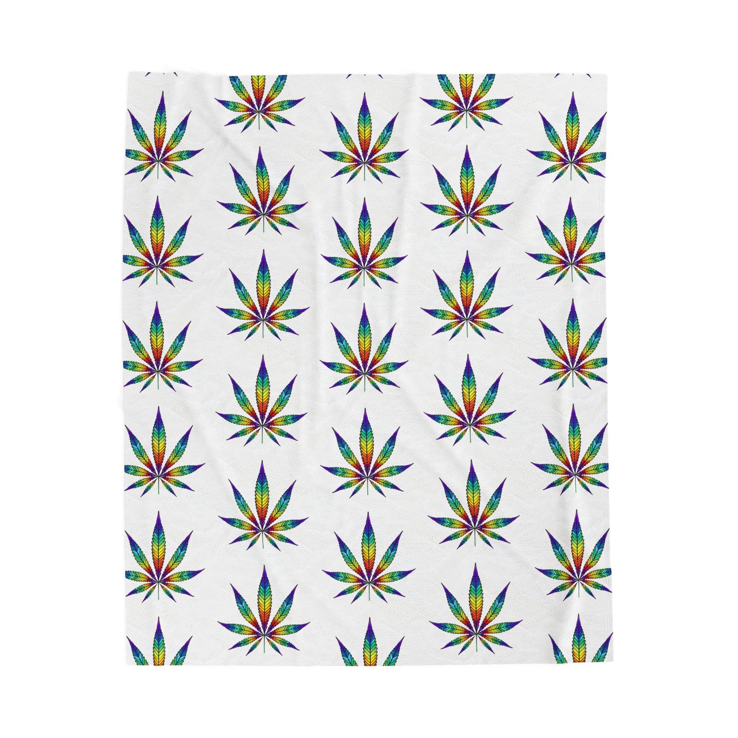 Cannabis Leaf Blanket with rainbow patterns