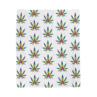 Cannabis Leaf Blanket with rainbow patterns