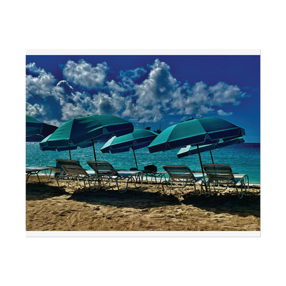 Poster Rholio Ymbarél Traeth o Sint Maarten