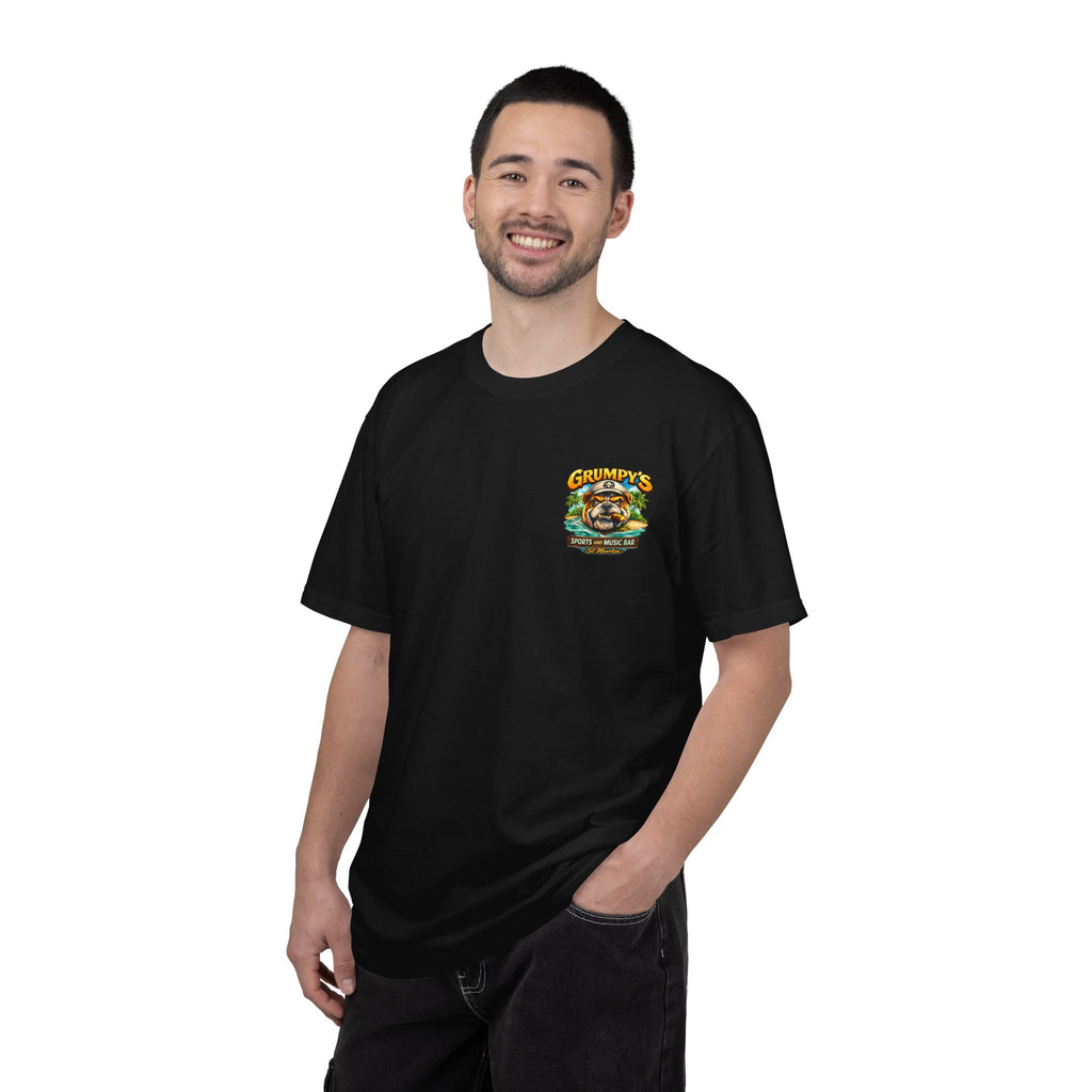 Black Grumpy's St. Maarten T-Shirt – Sports Bar Logo Tee, t-shirt product image 26, size 2XL.