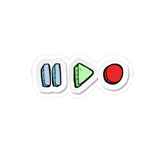 Three colorful icons on a white background