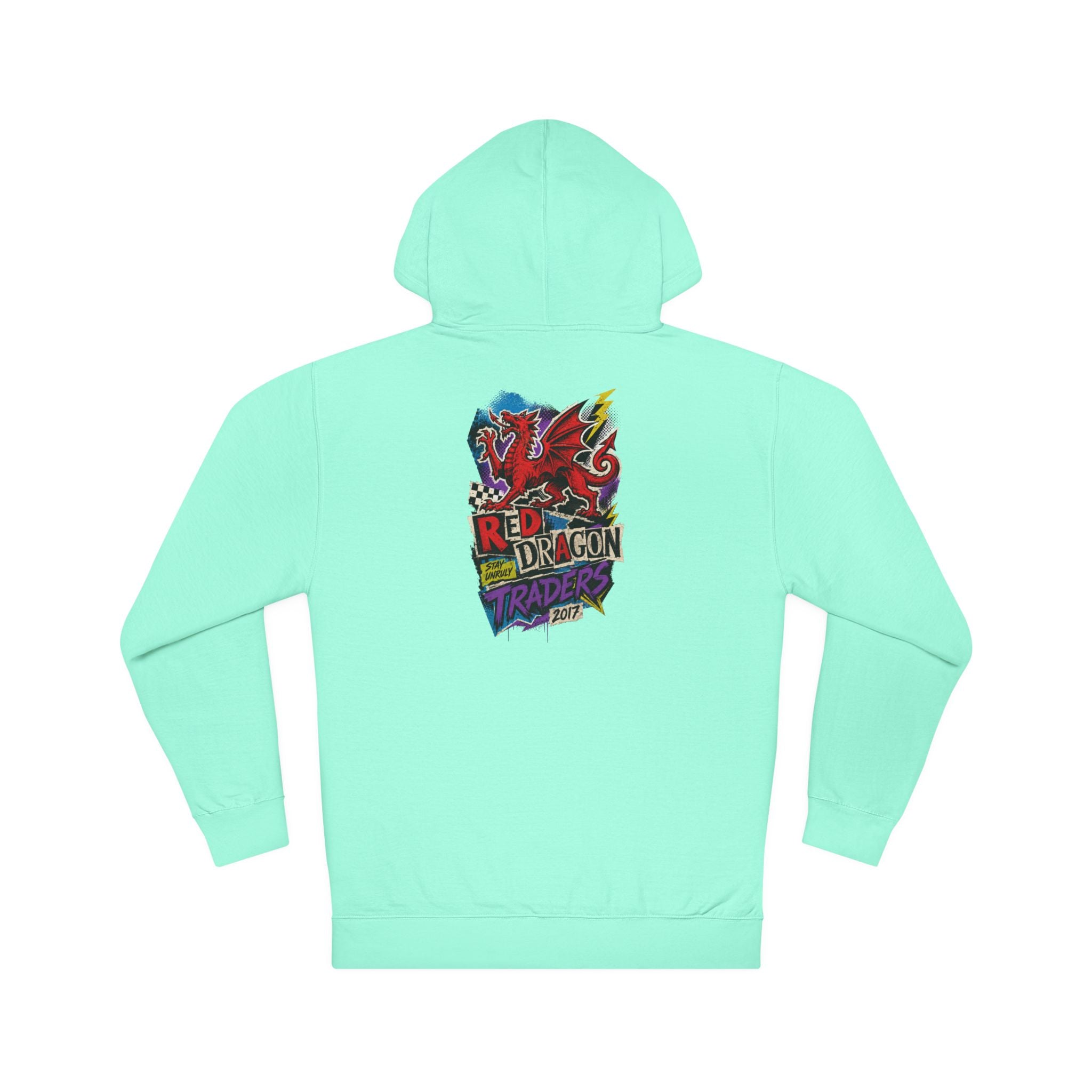 Red Dragon Raiders Hoodie – Colorful Retro Gaming Graphic Pullover