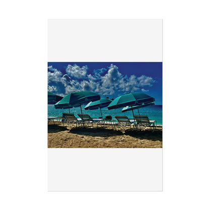 Poster Rholio Ymbarél Traeth o Sint Maarten