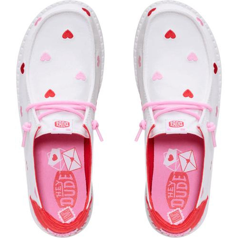 HEYDUDE Wendy Embroidered Hearts - Comfortable Slip on Shoes for Valentine's Day