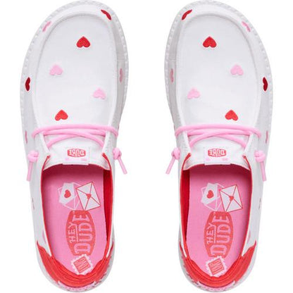 HEYDUDE Wendy Embroidered Hearts - Comfortable Slip on Shoes for Valentine's Day