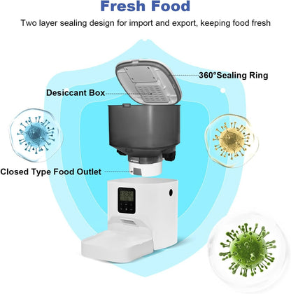 Food preservation device with features highlighted on a white background
