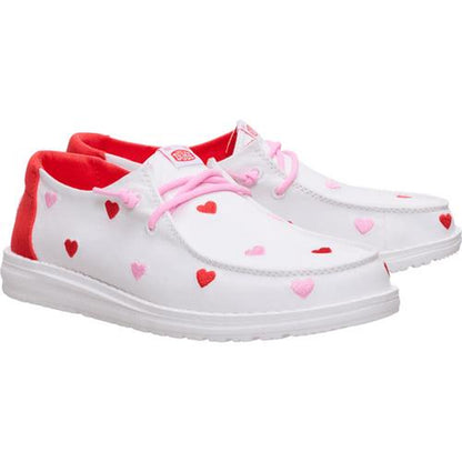 HEYDUDE Wendy Embroidered Hearts - Comfortable Slip on Shoes for Valentine's Day