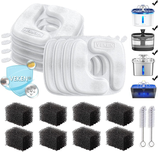Hydration Heaven: Veken's 16-Pack Filter & Sponge Set for Purr-fectly Fresh Water for Your Furry Friends!