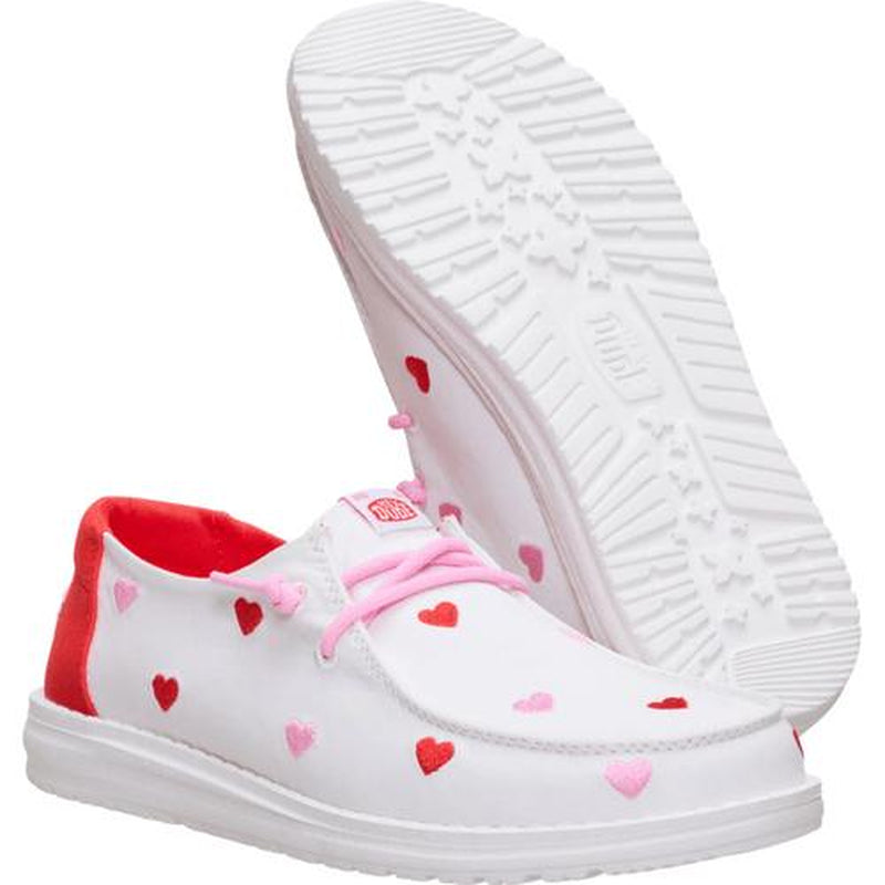 HEYDUDE Wendy Embroidered Hearts - Comfortable Slip on Shoes for Valentine's Day