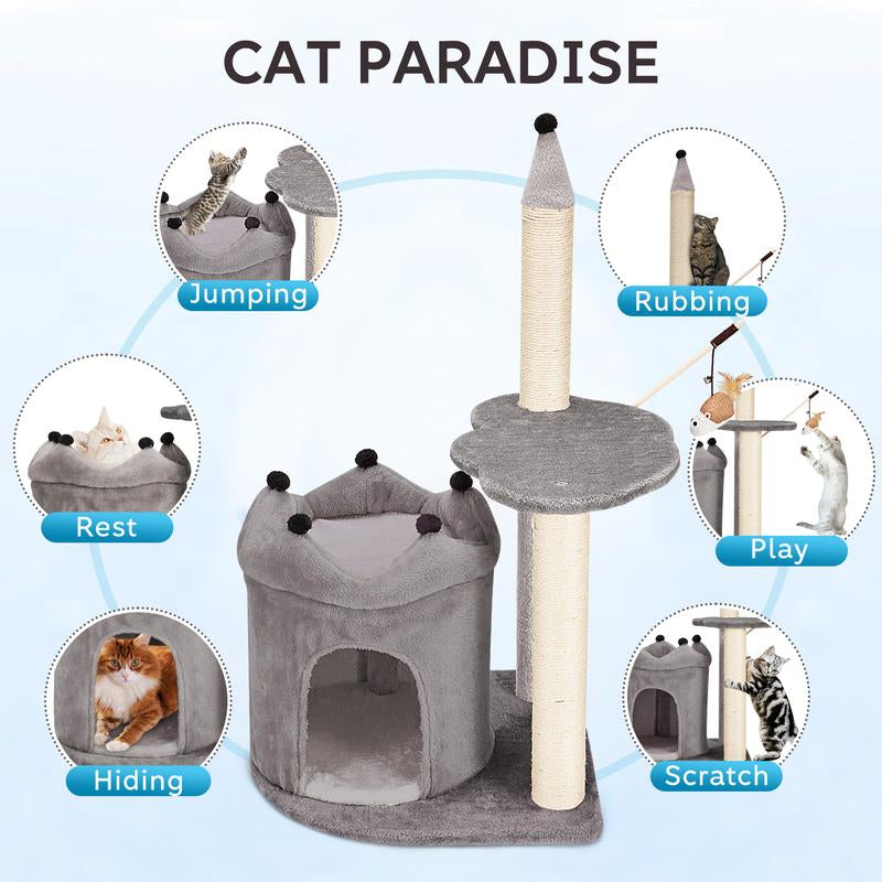 EROMMY 36 Inch Carpeted Cat Tower with Scratching Post & Toy