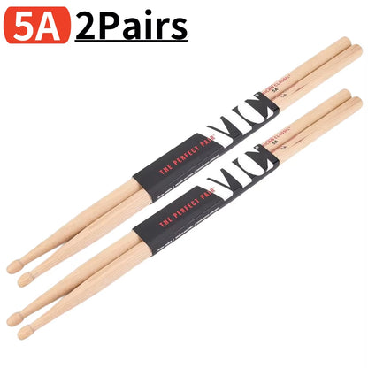 Beginners Drum Sticks Consistent Weight and Pitch Mallets Wood Tip Drumsticks American Hickory Drumsticks Percussion Accessories