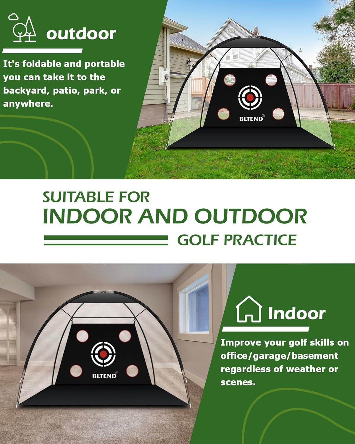 Golf Net - 10X7Ft Golf Practice Nets for Backyard Driving Chipping - Golf Hitting Net with Tri-Turf Golf Mat - Personal Golf Training Equipment for Indoor Outdoor Use - Gifts for Men/Golfers