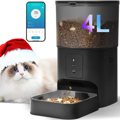Feline Fine Dining: The 4L Cat Chow Chomper with a 10-Second Meow Message and Meal Madness for 8 Times a Day!