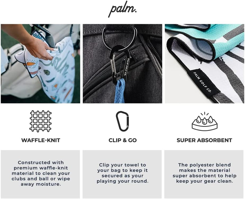 Golf Microfiber Golf Towel with Carabiner Clip | 14 X 36 Inches| Premium Quality | Waffle Pattern