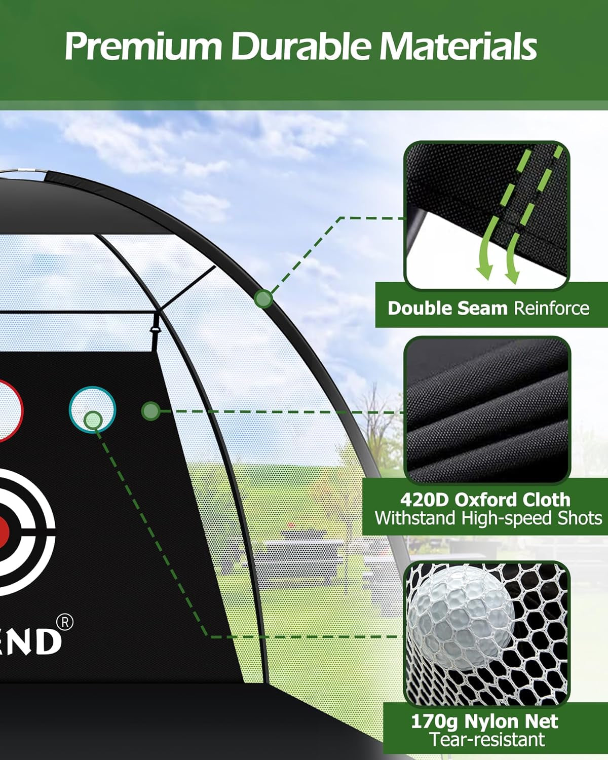 Golf Net - 10X7Ft Golf Practice Nets for Backyard Driving Chipping - Golf Hitting Net with Tri-Turf Golf Mat - Personal Golf Training Equipment for Indoor Outdoor Use - Gifts for Men/Golfers