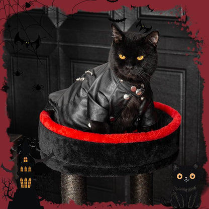 [Petlife] Halloween Cat Tree – Black Castle Series | Multi-Level Cat Tower with Cozy Hideouts, Scratch Posts & Hanging Toys – Spooky & Cute Indoor Playground
