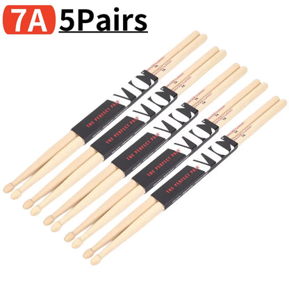 Beginners Drum Sticks Consistent Weight and Pitch Mallets Wood Tip Drumsticks American Hickory Drumsticks Percussion Accessories