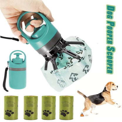 Portable Dog Pooper Scooper  with a built-In garbage bag holder with a unique no touch design. 